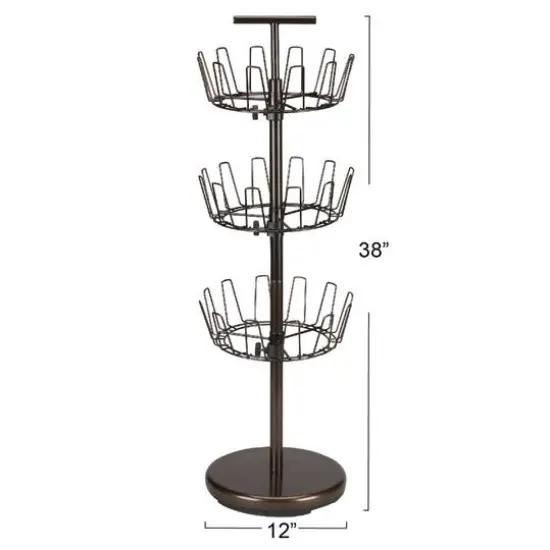 Household Essentials 38" Brown 3-Tier Revolving Shoe Tree {4}