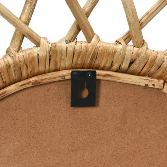 Hello Honey&reg; Natural Round Cane Sunburst Wall Mirror {5}