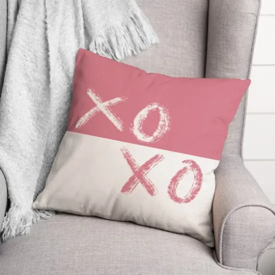 XOXO Brush Strokes Distress Throw Pillow {4}