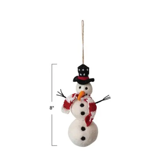 Hello Honey&reg; 8" Handmade Wool Felt Snowman Ornament with Hat & Scarf {4}