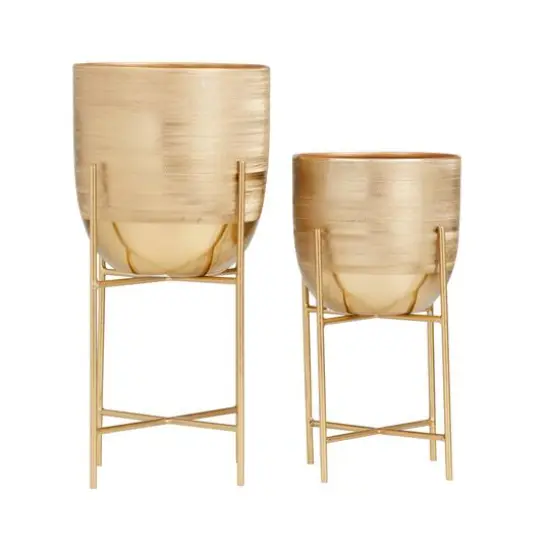Gold Modern Planter, Set of 2" 6", 5" {6}