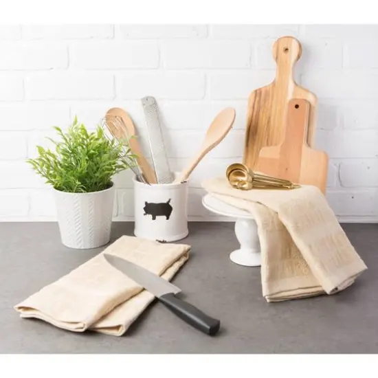 DII&reg; Windowpane Terry Dish Towels, 4ct. Pebble {7}