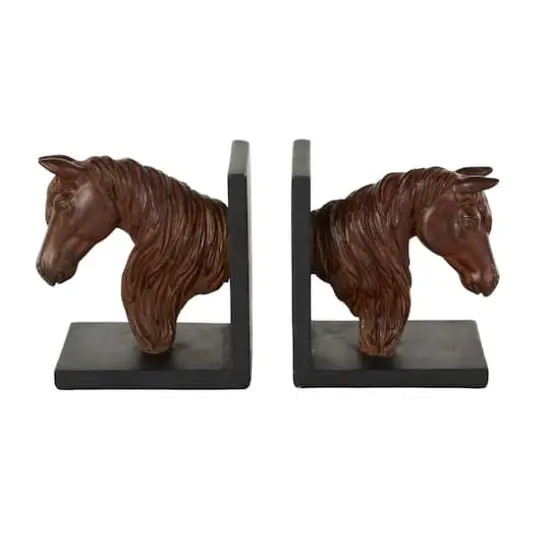 6" Copper Horse Head Bookends with Black Stands, 2ct. {1}