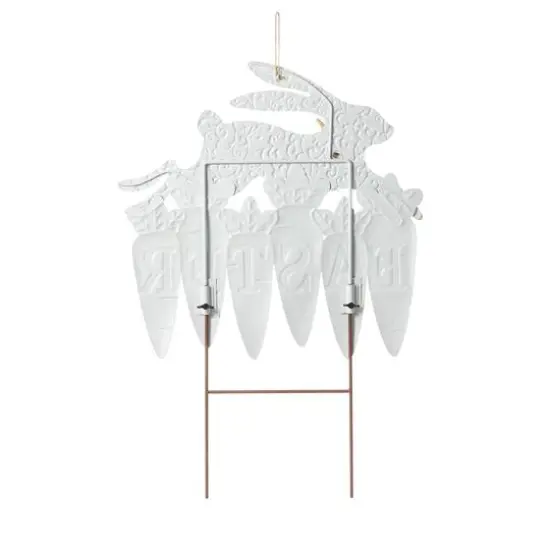 Glitzhome&reg; 24" Metal Bunny & Easter Carrots Yard Stake {8}