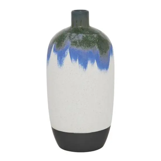 White Ceramic Contemporary Vase, 13" x 6" x 6" {1}