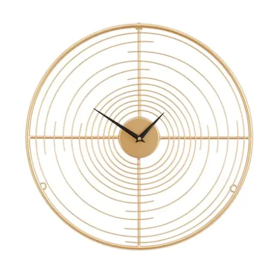 Gold Iron Contemporary Wall Clock, 20" x 20" x 2" {1}