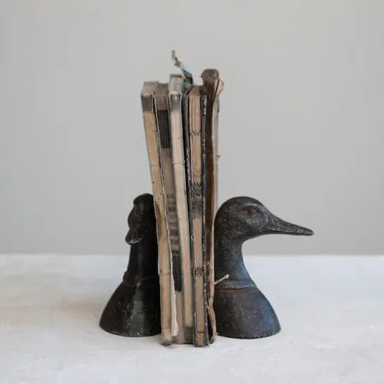 Hello Honey&reg; 5.8" Black Iron Duck Bookends Set {3}