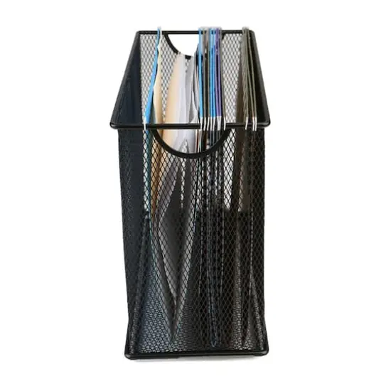 Mind Reader Metal Mesh File Organizer Storage Basket Black {5}