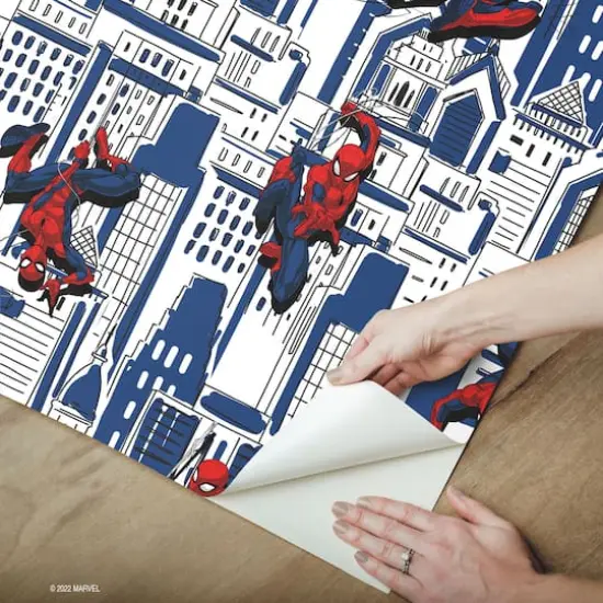 RoomMates Blue Spider-Man Cityscape Peel & Stick Wallpaper {7}