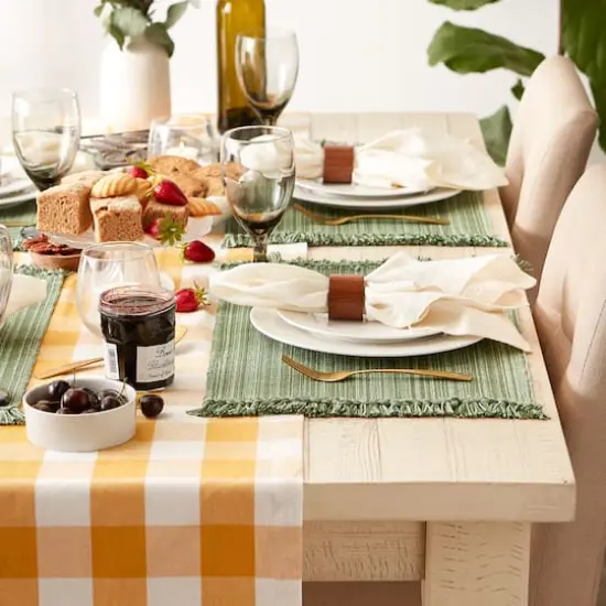 DII&reg; Variegated Fringe Cotton Placemats, 6ct. Artichoke Green {4}