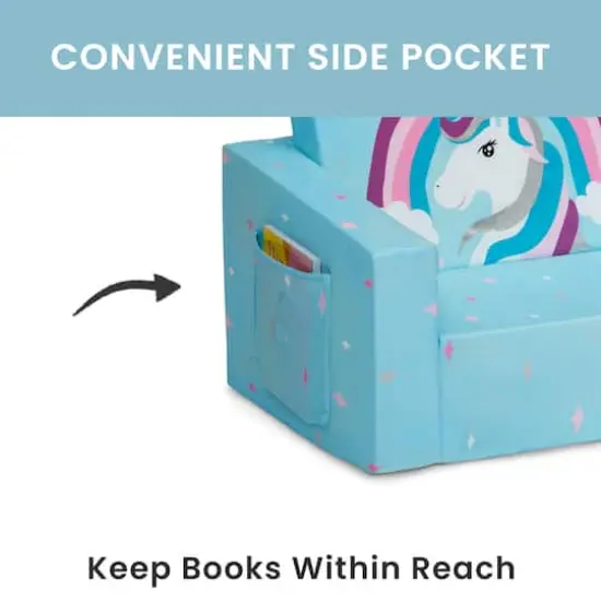 Delta Children Blue Unicorn Cozee Flip Out 2-in-1 Convertible Chair to Lounger {6}