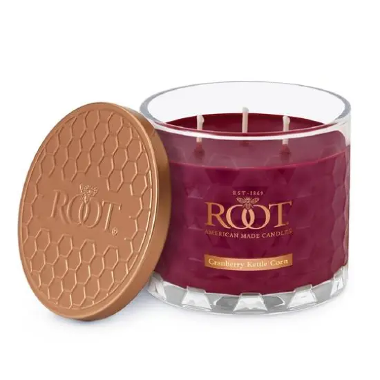 Root Candles Signature 3-Wick Honeycomb Beeswax Blend Jar Candle Cranberry Kettle Corn {1}