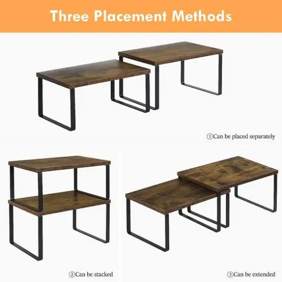 NEX&trade; 12" Rustic Brown & Black 3-Tier Kitchen Cabinet Organizer Set {3}