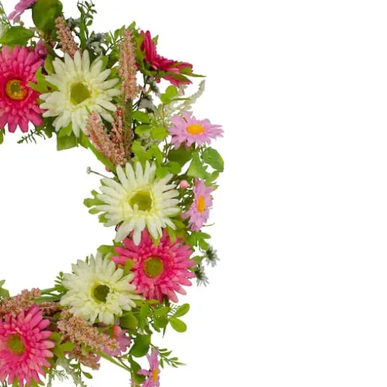 23" Pink & Yellow Chrysanthemum & Berry Floral Spring Wreath {4}