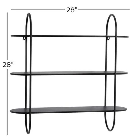 Black Iron Modern Wall Shelves, 28" x 28" x 8" {7}