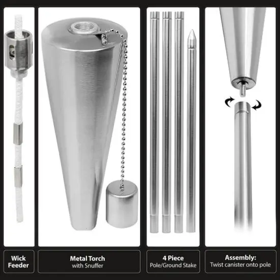 Sorbus 60" Matney Cone Stainless Steel Outdoor Torches , 2ct. {6}