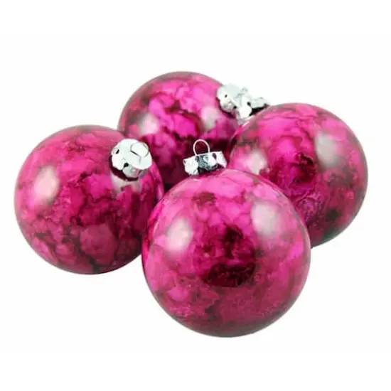 4ct Marbled Red Violet Shatterproof Ball Ornaments {3}