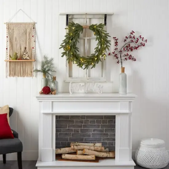 24" Pre-Lit Holiday Christmas Cascading Pine Wreath {7}