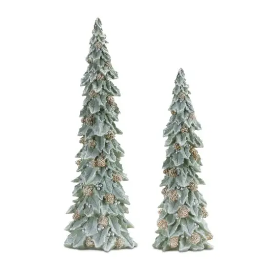 Glittered Holly Pinecone Tree Set {1}