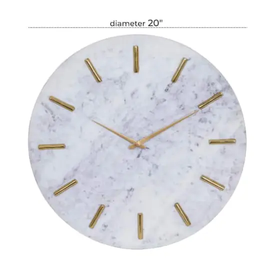 CosmoLiving by Cosmopolitan 20" White Marble Contemporary Wall Clock {7}