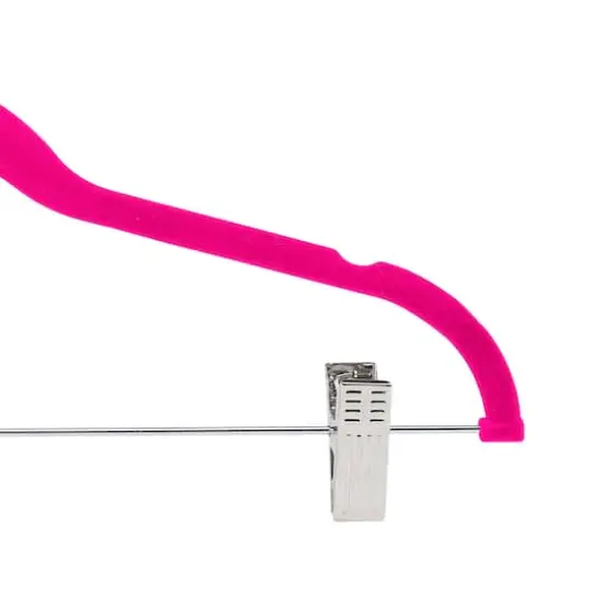 Simplify Slim Velvet Hangers with Clips, 6ct. Fuchsia {7}