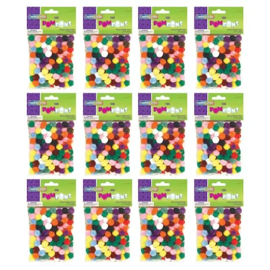 Creativity Street® 0.5" Bright Hues Pom Poms, 12 Packs of 100 {1}