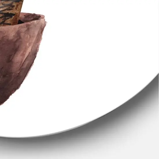 Designart - Yucca Tree In The Ceramic Flower Pot - Traditional Metal Circle Wall Art {5}