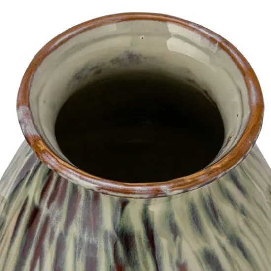 Hello Honey® 14" Multicolor Reactive Glaze Hand-Painted Stoneware Vase with Handles {11}