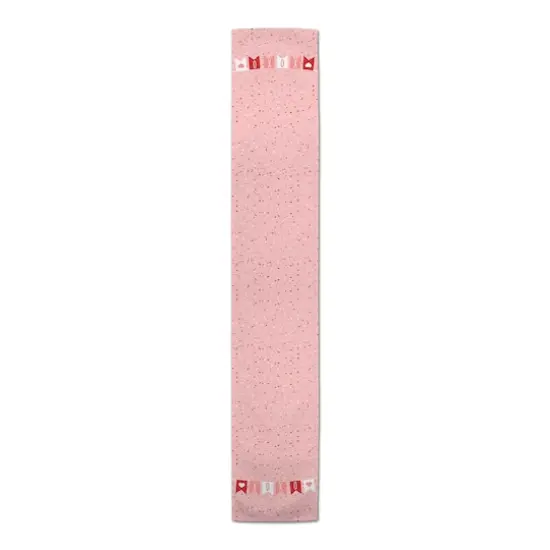 72" Red, Pink & White Confetti Banner Poly Twill Table Runner {1}