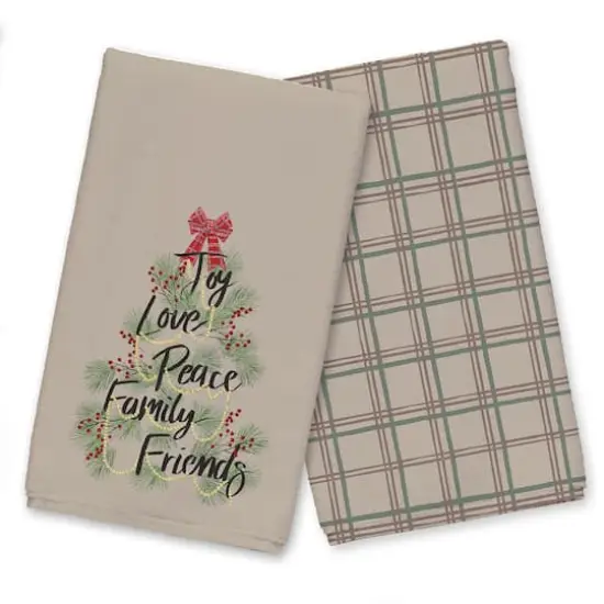 Brown Christmas Word Tree Tea Towel Set {1}