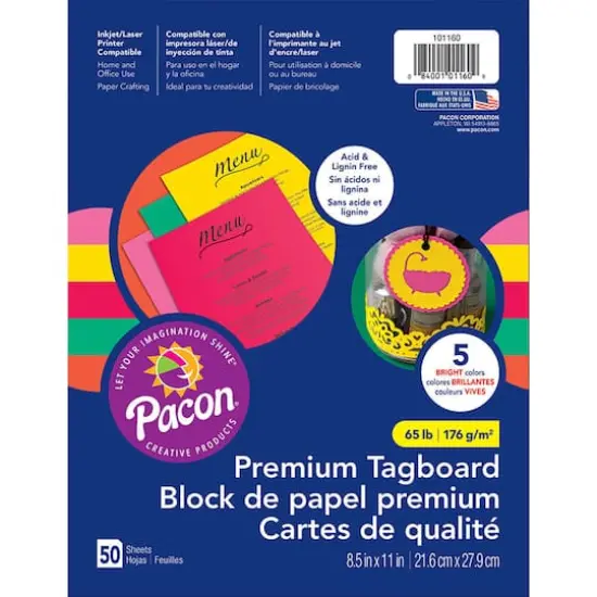 Pacon&reg; 5 Assorted Premium Tagboard, 3 Packs of 50 {3}