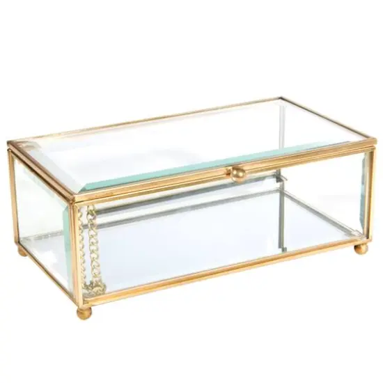 Home Details Vintage Mirrored Bottom Gold Rectangular Keepsake Box {2}