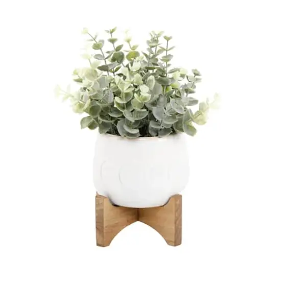 Flora Bunda&reg; 9" Green Eucalyptus in Ivory Moon Phase Planter on Stand {1}