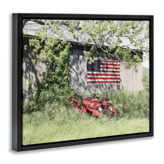 Stupell Industries Americana Lush Country Greenery Floater Framed Art Black {4}