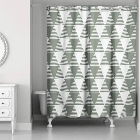Triangles Shower Curtain Sage {1}