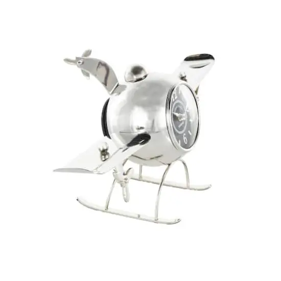 19" Silver Stainless Steel Decorative Airplane Clock {4}
