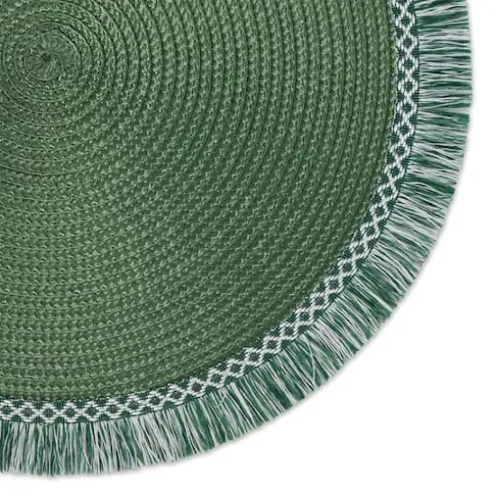 DII&reg; Round Fringed Placemats, 6ct. Dark Green {4}