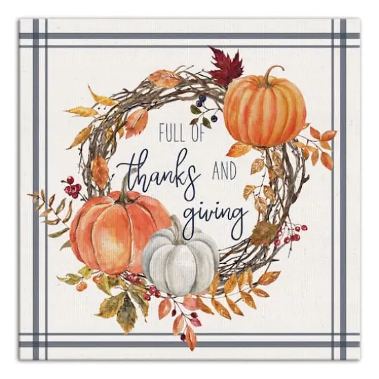 Thanks And Giving Fall Wreath Canvas Wall Art {1}