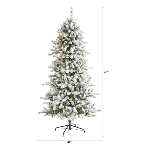 6.5ft. Pre-Lit Flocked Livingston Fir Pinecones Artificial Christmas Tree with Clear Warm LED Lights {3}
