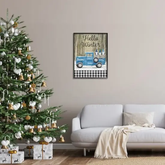 Stupell Industries Hello Winter Plaid Gnomes Framed Giclee Art Black {3}