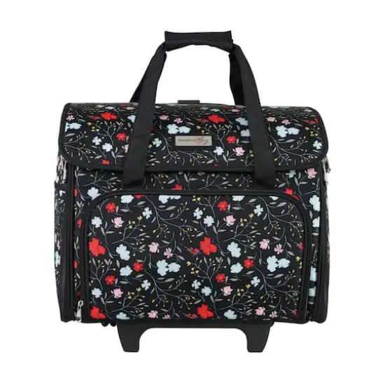 Everything Mary Black Floral Teacher Rolling Tote {8}