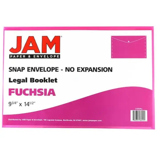 JAM Paper 9.75" x 14.5" Plastic Snap Closure Envelopes, 12ct. Fuchsia {5}