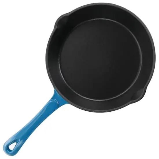 MegaChef Enameled 8" Round PreSeasoned Cast Iron Frying Pan Turquoise {3}
