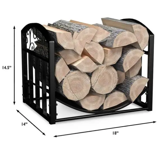 Hastings Home Black Scrolls Firewood Storage Rack {3}