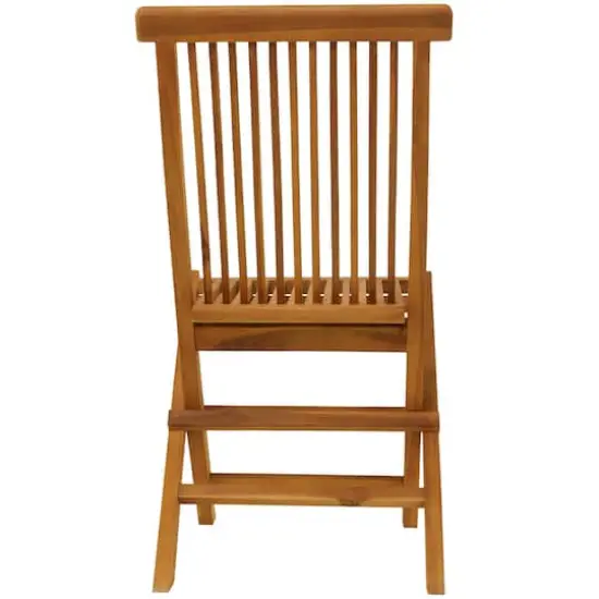 36" Brown Teak Wood Folding Outdoor Dining Chair With Cushions Set {6}