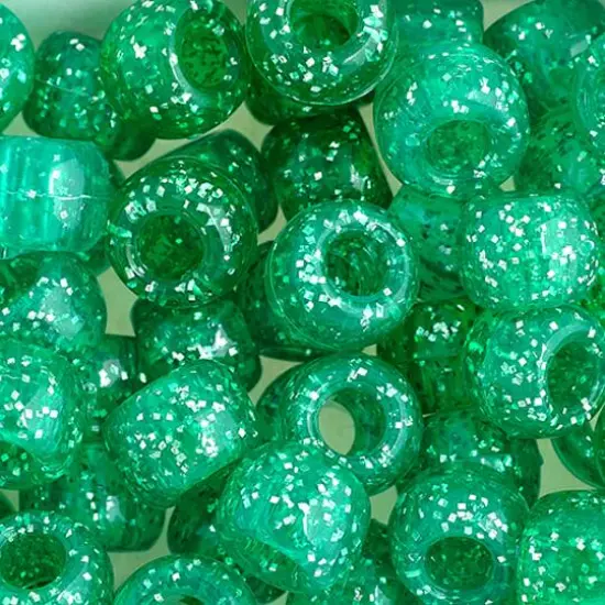 John Bead 9mm Sparkle Pony Beads, 1,000ct. Emerald {1}