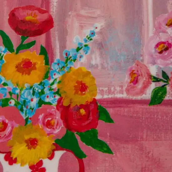 Hello Honey&reg; 17.5" Flower Bamboo Fiber Tray with Handles {6}