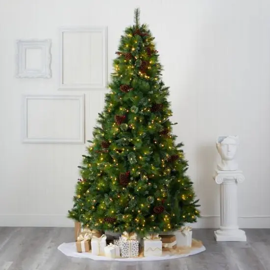 8ft. Pre-Lit Montana Mixed Pine, Pinecones & Berries Artificial Christmas Tree with Clear LED Lights {6}