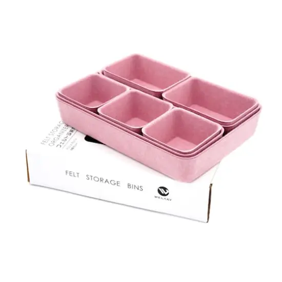 Welaxy Felt 8 Piece Drawer Organizer Tray Set Dusty Rose {9}