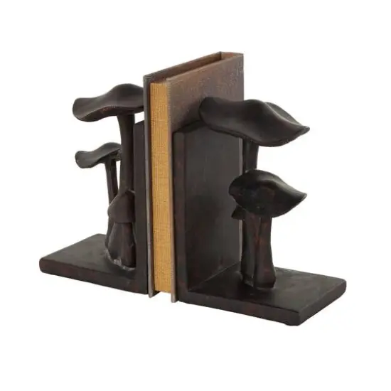 7.5" Dark Brown & Copper Mushroom Decorative Bookends, 2ct. {7}